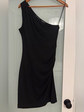 banana republic one shoulder black dress NEW Banana Republic Classy Black Radhi One-Shoulder Midi Cocktail Dress  size M